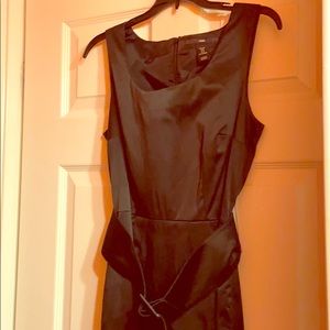 Black satin h&m dress with belt